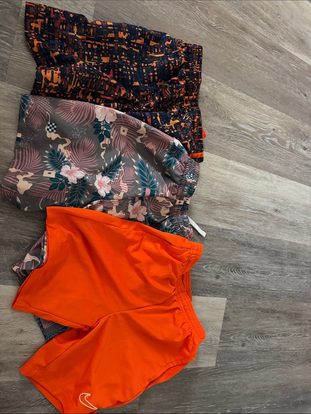 Nike Orange and Black Patterned Boys' Athletic Shorts - 3 pairs